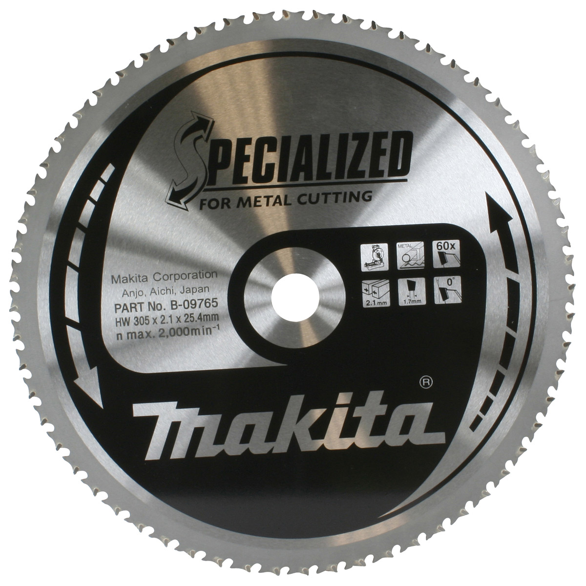 Sågklinga för metall Makita; 305x1,7x25,4 mm; Z60; -5°