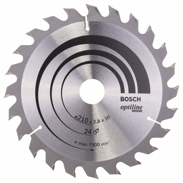 Sågklinga för trä Bosch OPTILINE WOOD; 210x2,8x30,0 mm; Z24; 15°