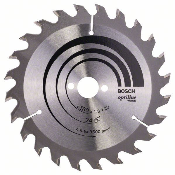 Sågklinga för trä Bosch OPTILINE WOOD; 160x1,8x20,0 mm; Z24; 15°