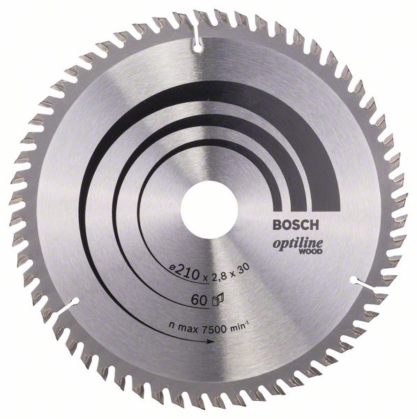 Sågklinga för trä Bosch OPTILINE WOOD; 210x2,8x30,0 mm; Z60; 15°