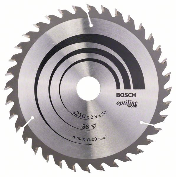 Sågklinga för trä Bosch OPTILINE WOOD; 210x2,8x30,0 mm; Z36; 15°