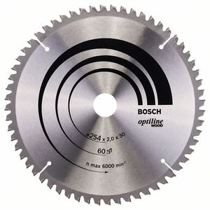 Sågklinga för trä Bosch OPTILINE WOOD; 254x2x30,0 mm; Z60; -5°