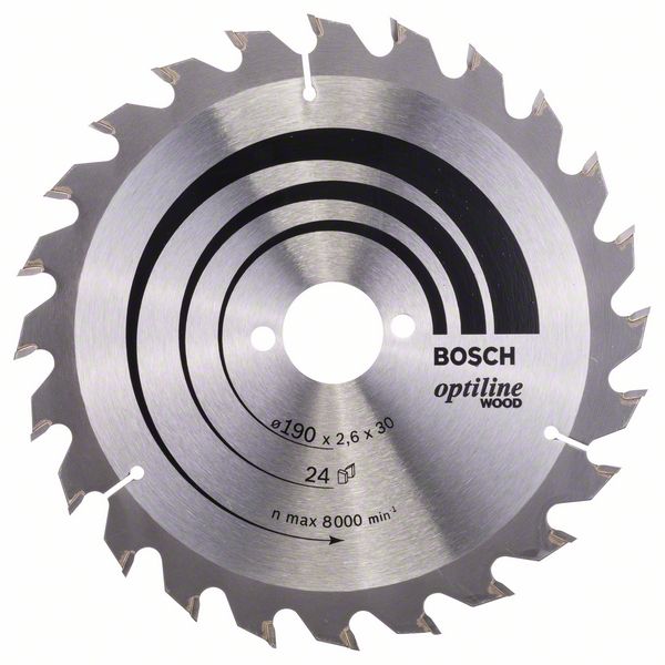 Sågklinga för trä Bosch OPTILINE WOOD; 190x2,6x30,0 mm; Z24; 15°