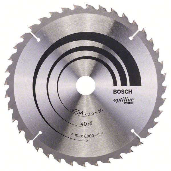 Sågklinga för trä Bosch OPTILINE WOOD; 254x2x30,0 mm; Z40; 10°