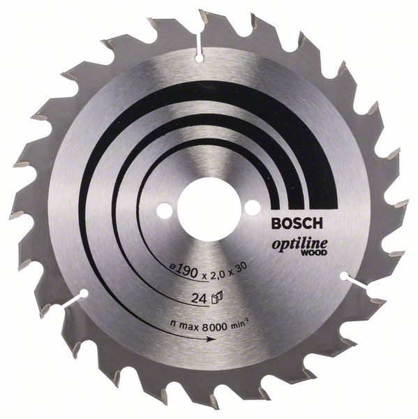Sågklinga för trä Bosch OPTILINE WOOD; 190x2x30,0 mm; Z24; 15°
