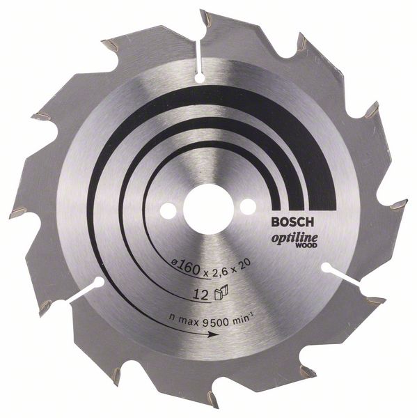 Sågklinga för trä Bosch OPTILINE WOOD; 160x2,6x20,0 mm; Z12; 15°