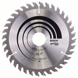 Sågklinga för trä Bosch OPTILINE WOOD; 165x2,6x30,0 mm; Z36; 15°