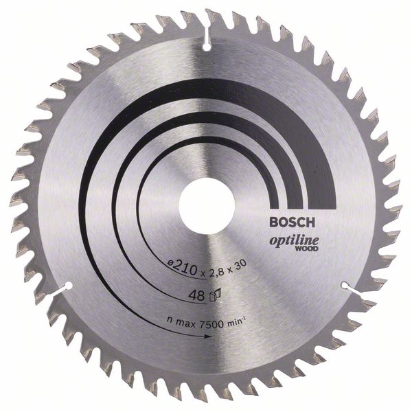 Sågklinga för trä Bosch OPTILINE WOOD; 210x2,8x30,0 mm; Z48; 15°