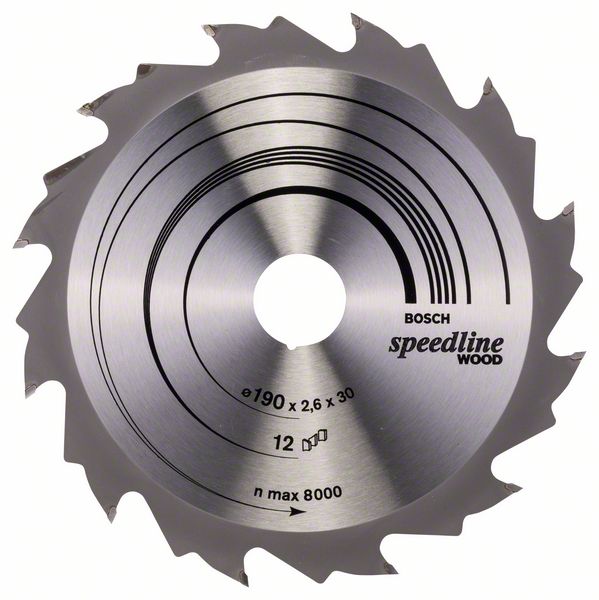 Sågklinga för trä Bosch SPEEDLINE WOOD; 190x2,6x30,0 mm; Z12; 15°