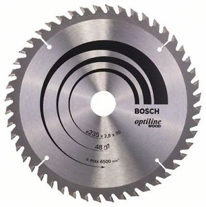 Sågklinga för trä Bosch OPTILINE WOOD; 235x2,8x30,0 mm; Z48; 15°