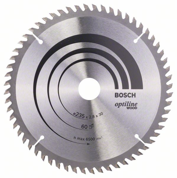 Sågklinga för trä Bosch OPTILINE WOOD; 235x2,8x30,0 mm; Z60; 15°