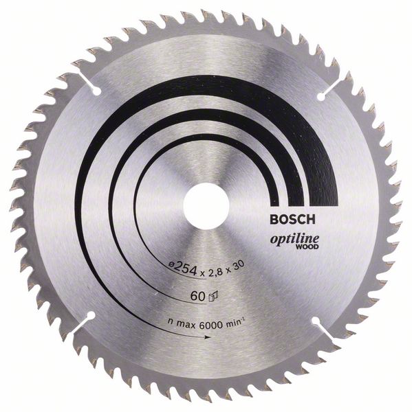 Sågklinga för trä Bosch OPTILINE WOOD; 254x2,8x30,0 mm; Z60; -5°