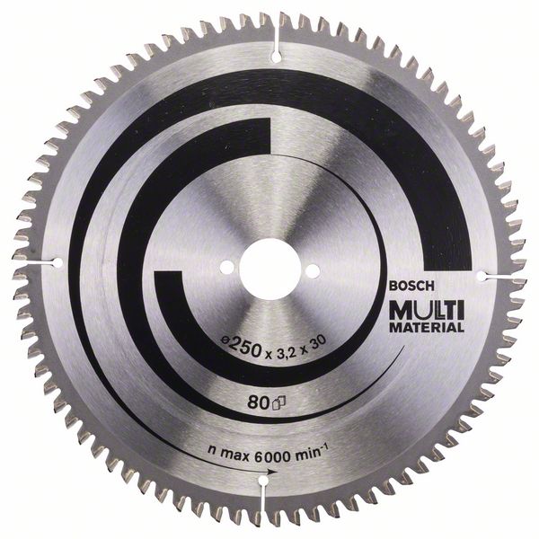 Sågklinga för trä Bosch MULTI MATERIAL; 250x3,2x30,0 mm; Z80; -5°