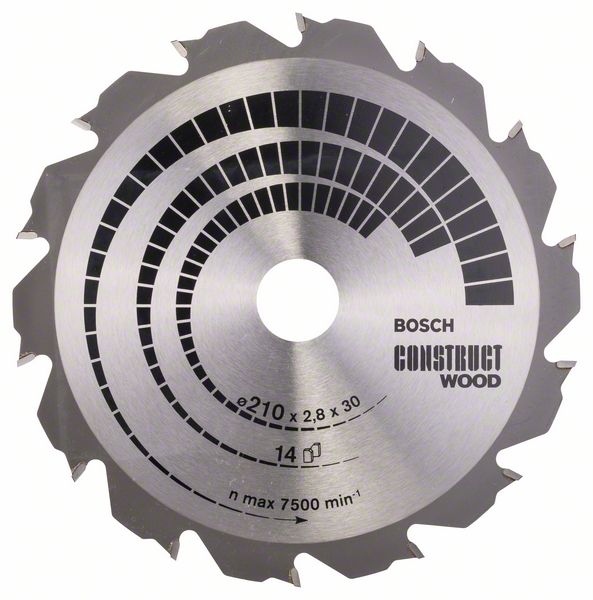 Sågklinga för trä Bosch CONSTRUCT WOOD; 210x2,8x30,0 mm; Z14; 12°