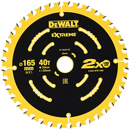 Sågklinga för trä DeWalt; 165x1,65x20,0 mm; Z40; 18°