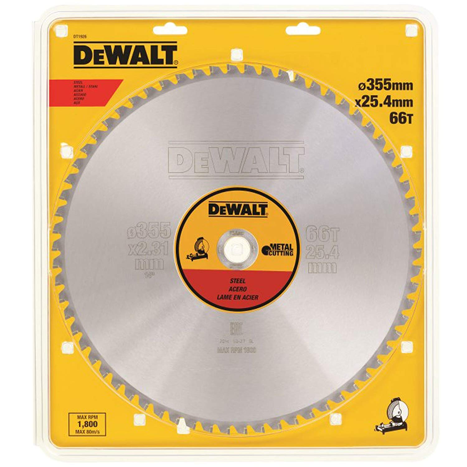 Sågklinga för metall DeWalt; 355x2,31x25,4 mm; Z90; 1,5°