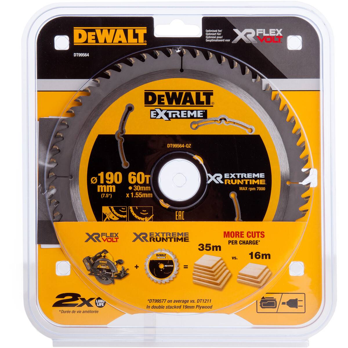 Sågklinga för trä DeWalt XR Extreme; 190x1,55x30 mm; Z60