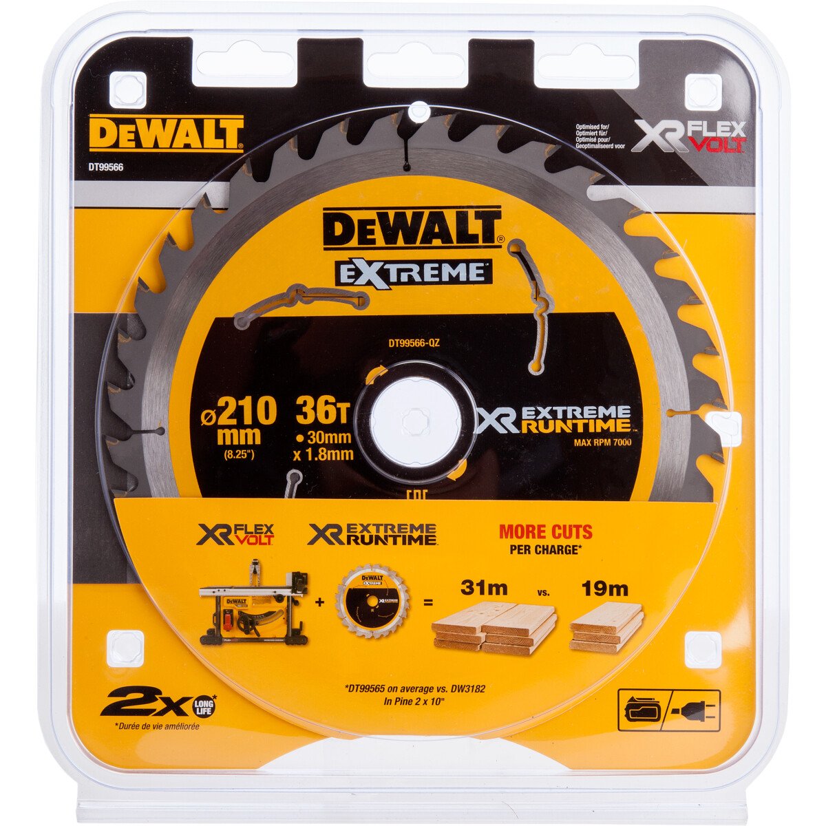 Sågklinga för trä DeWalt XR Extreme; 210x1,8x30 mm; Z36