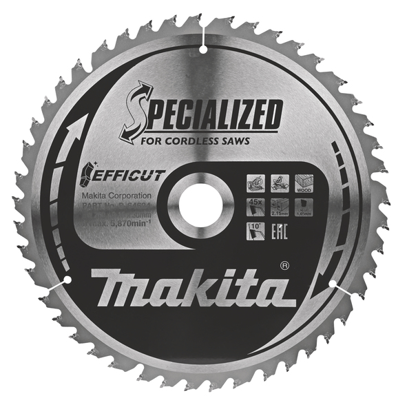 Sågklinga för trä Makita EFFICUT; 260x2,15x30,0 mm; Z45; 10°