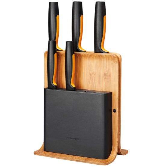 Knivblock av bambu med 5 knivar Fiskars Functional Form