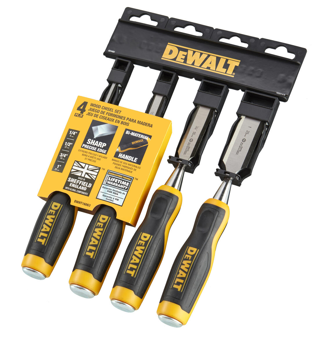 Trästämjärn set DeWalt DWHT0-16063; 4 st.