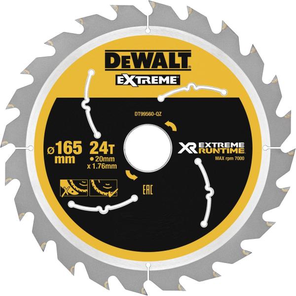 Sågklinga DeWalt DT99561-QZ; 165x20 mm; T42