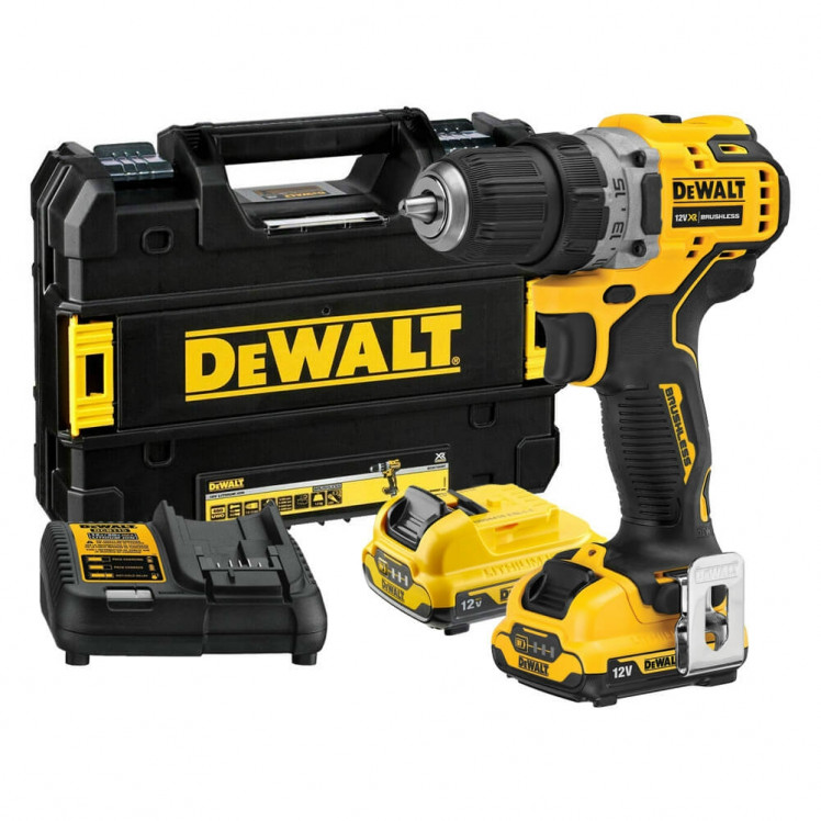 Slagskruvdragare / borr DeWalt DCD706D2-QW; 12 V; 2x2,0 Ah batt.