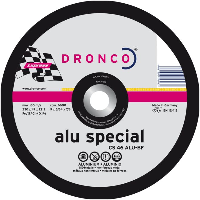 Kapskiva Dronco SPECIAL CS 46 ALU; 230x1,9x22,23 mm; 1 st.