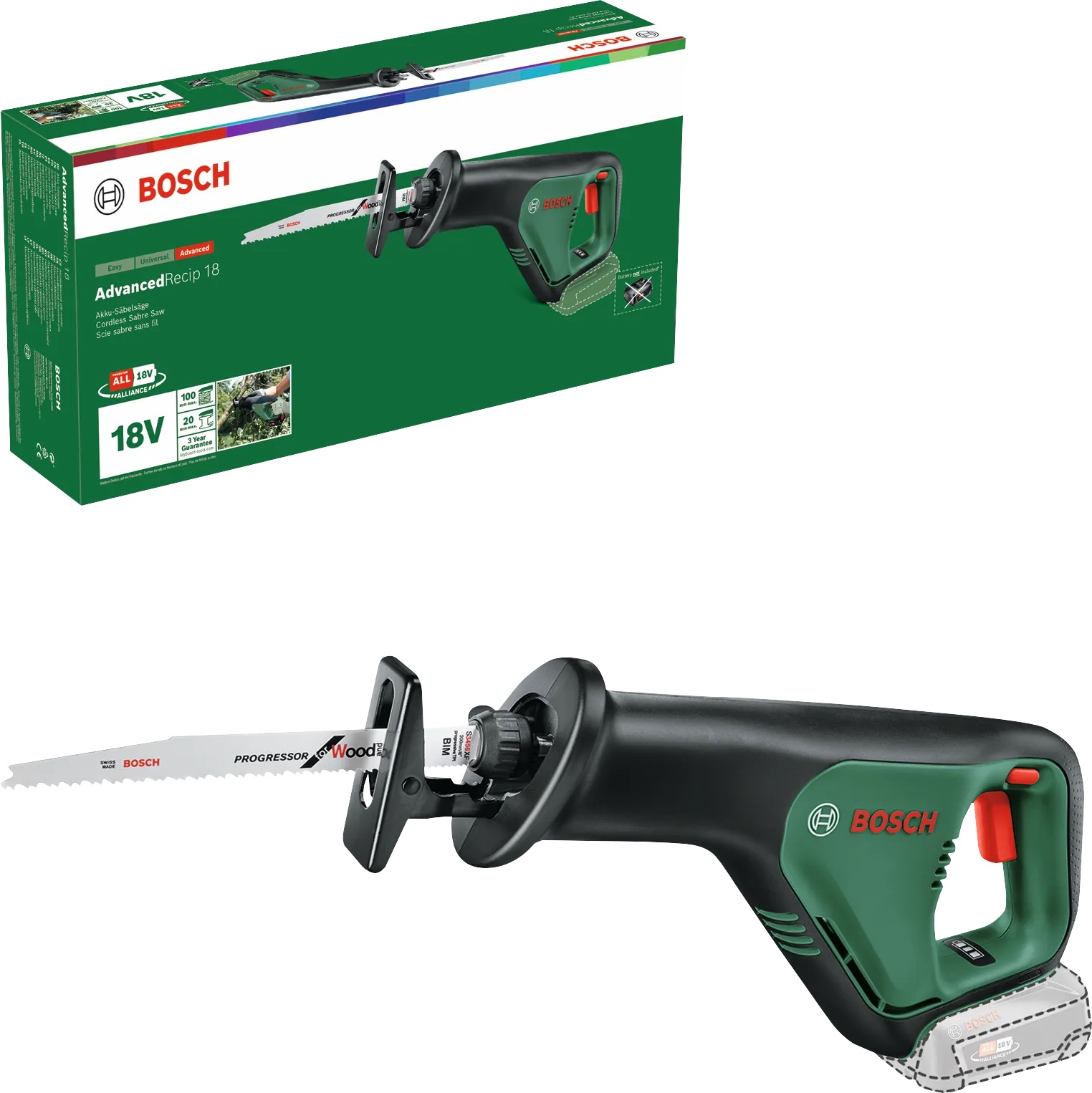 Batteridriven tigersåg Bosch Advanced Grind 18; 18 V (utan batteri och laddare)