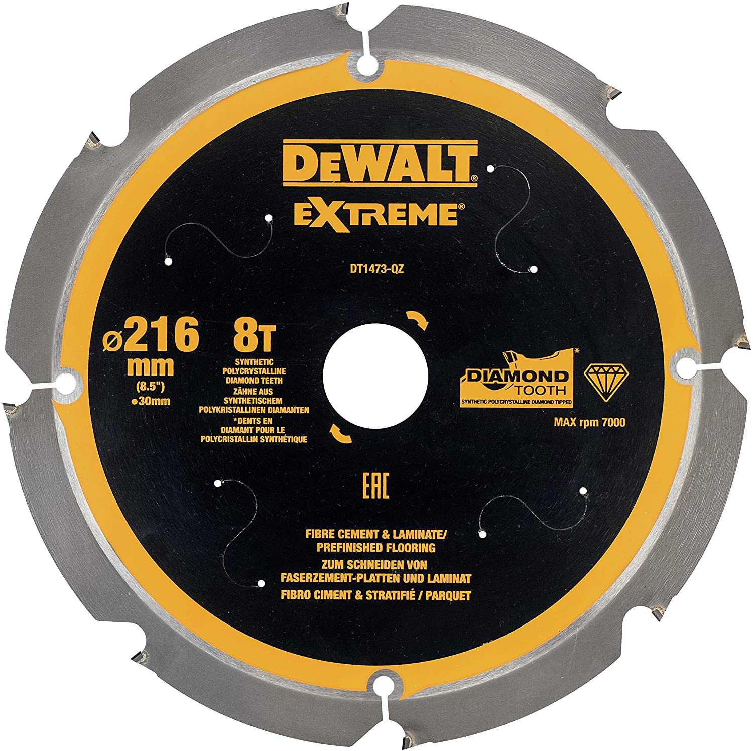 Sågklinga för fibercement DeWalt DT1473-QZ; 8T; 216x30 mm