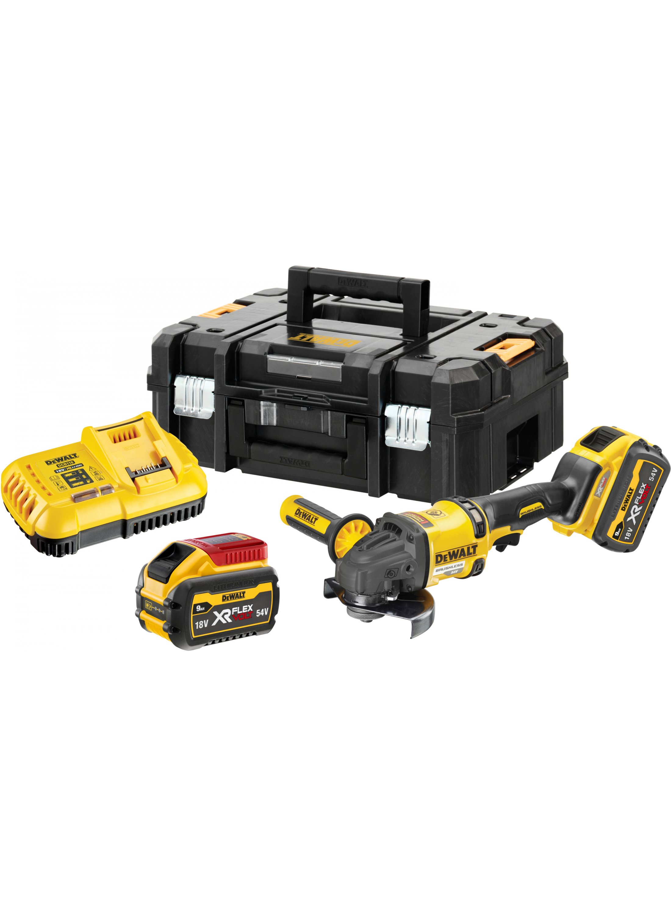 Vinkelslip Dewalt DCG418X2-QW; 54 V; 2x9,0 Ah batt.