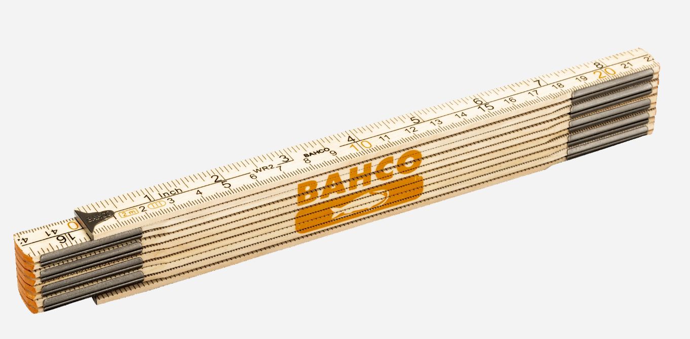 Trä Fällbar linjal Bahco WR2-MM; 2 m