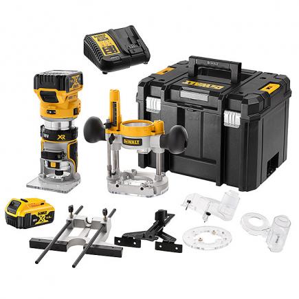Handöverfräs DeWalt DCW604P2-QW; 18 V; 2x5,0 Ah batt.