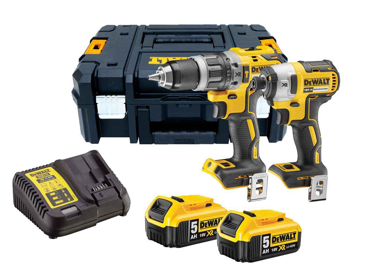 Verktygspaket DeWalt DCK266P2T-QW (DCD796 + DCF887); 18 V; 2x5,0 Ah batt.