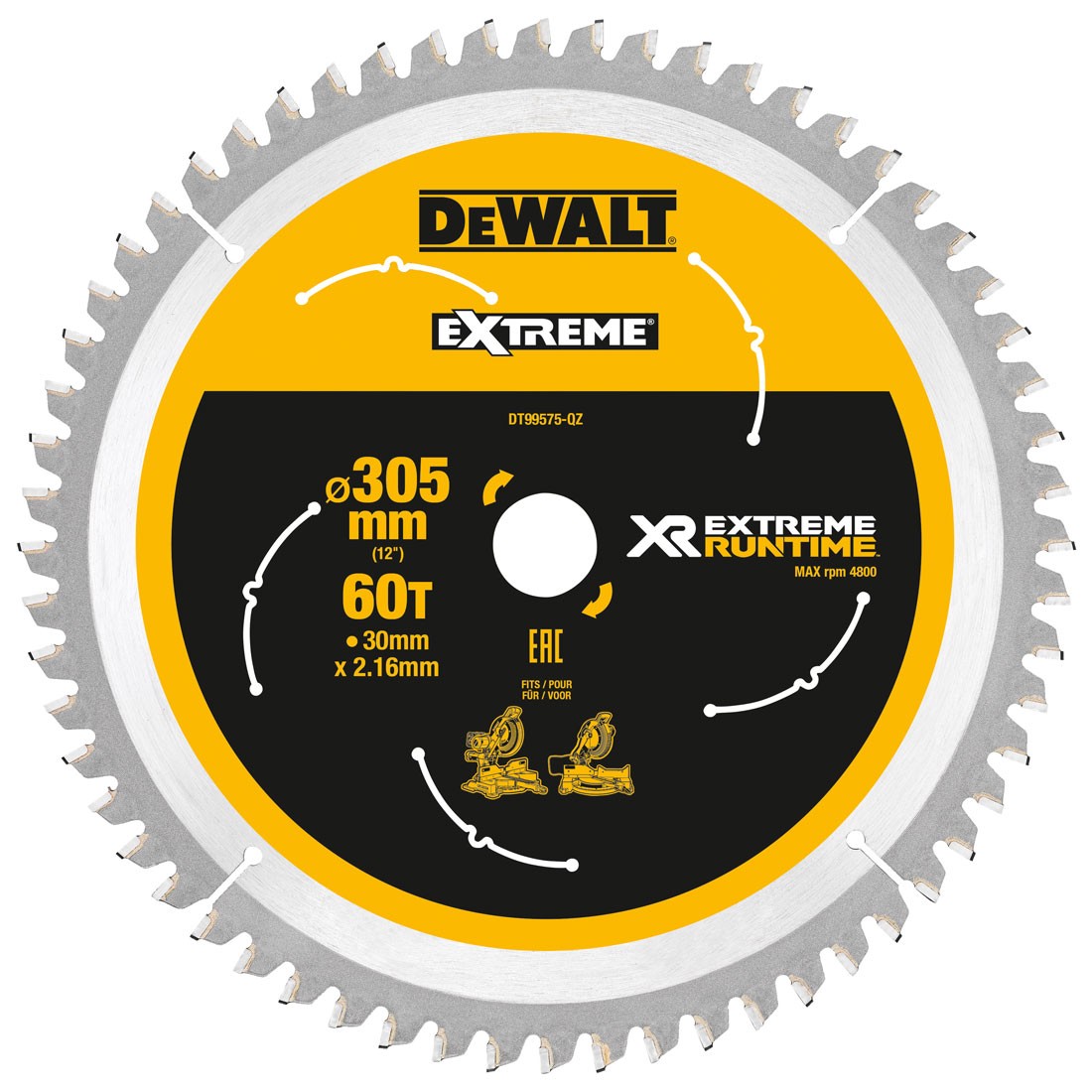 Sågklinga för trä DeWalt DT99575-QZ; 305 mm; 7°