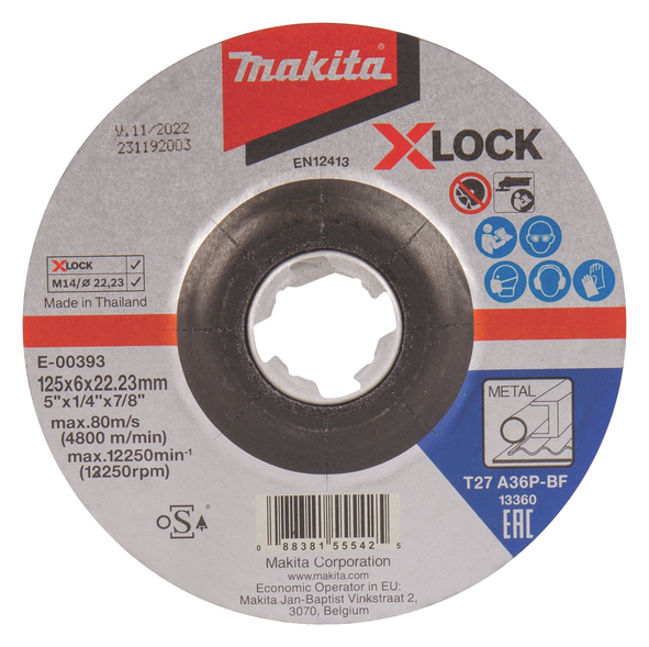 Slipskiva Makita X-Lock; 125x6 mm