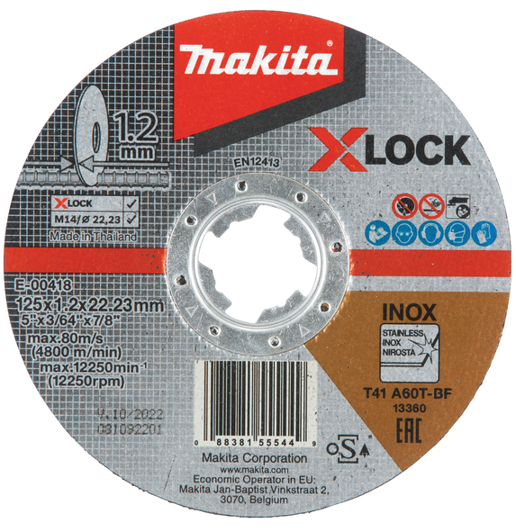 Kapskiva Makita X-Lock; 125x1,2 mm