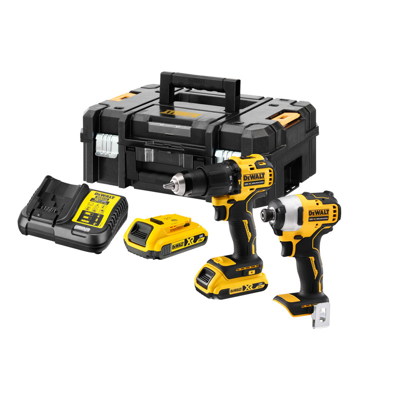 Verktygspaket DeWalt DCK2062D2T-QW(DCD709 + DCF809); 18 V; 2x2,0 Ah batt.
