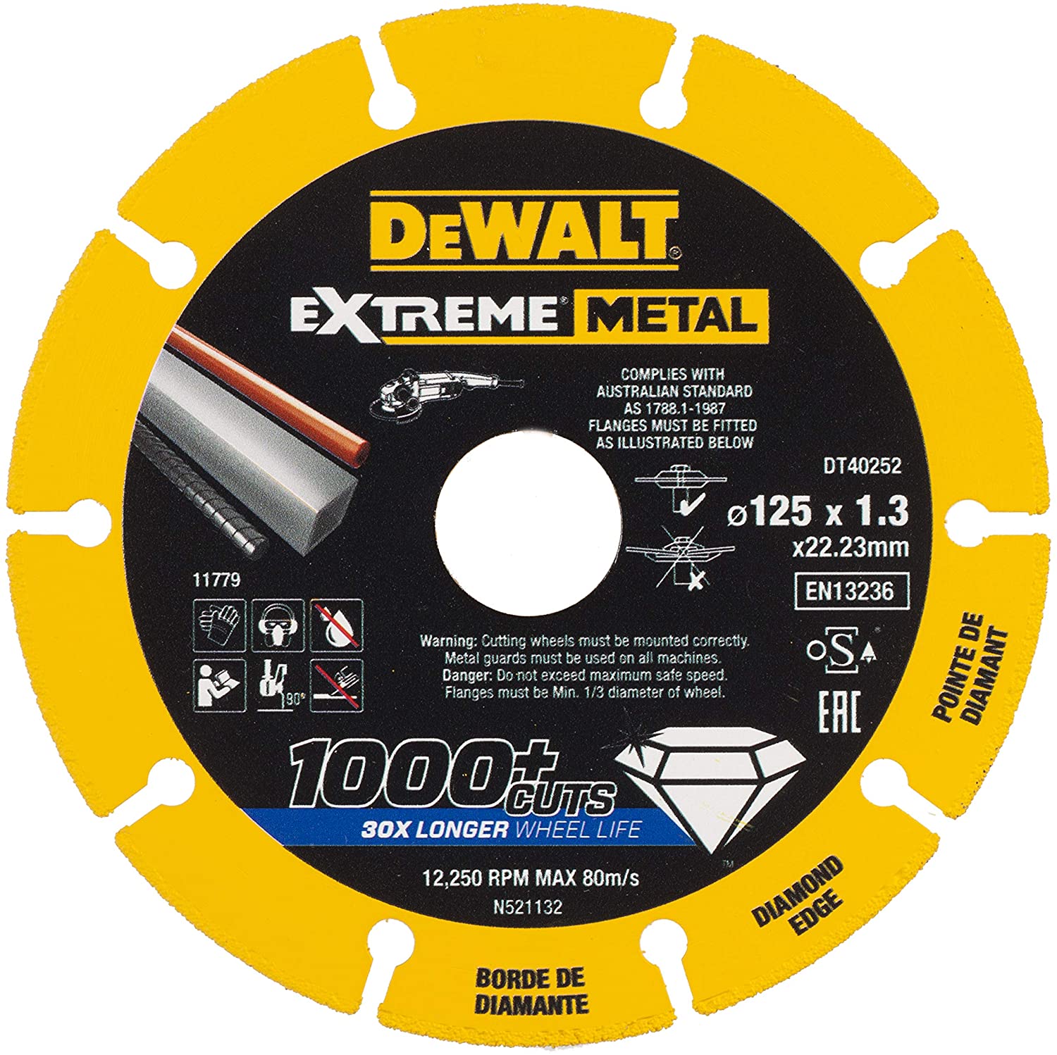 Diamantskiva DeWalt DT40252-QZ; 125x22,23x1,3 mm