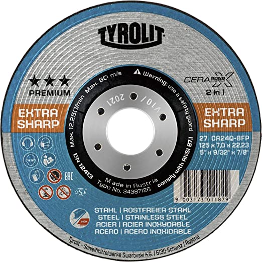 Slipskiva Tyrolit Premium Cerabond; 125x7 mm