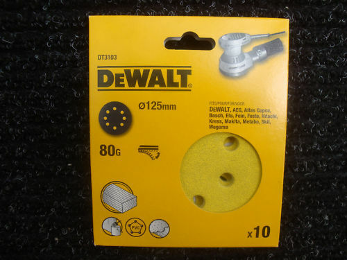 Sandpapper för trä DeWalt DT3103-QZ; K80; 125 mm; 10 st.