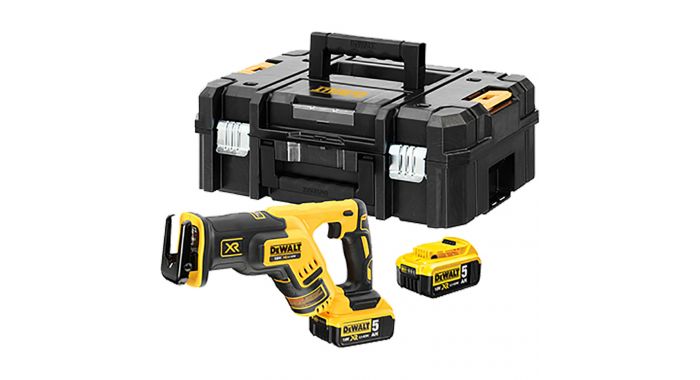 Batteridriven tigersåg DeWalt DCS367P2-QW; 18 V; 2x5,0 Ah batt.