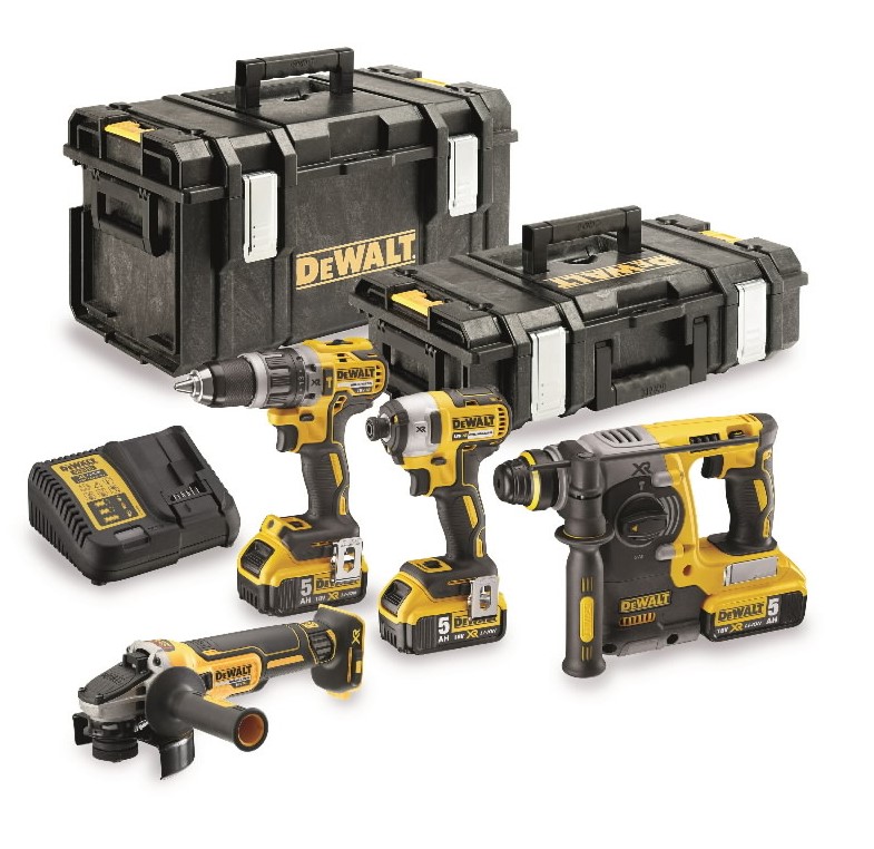 Verktygspaket DeWalt (DCG405 + DCH273 + DCD796 + DCF887); 18 V; 3x5,0 Ah batt.