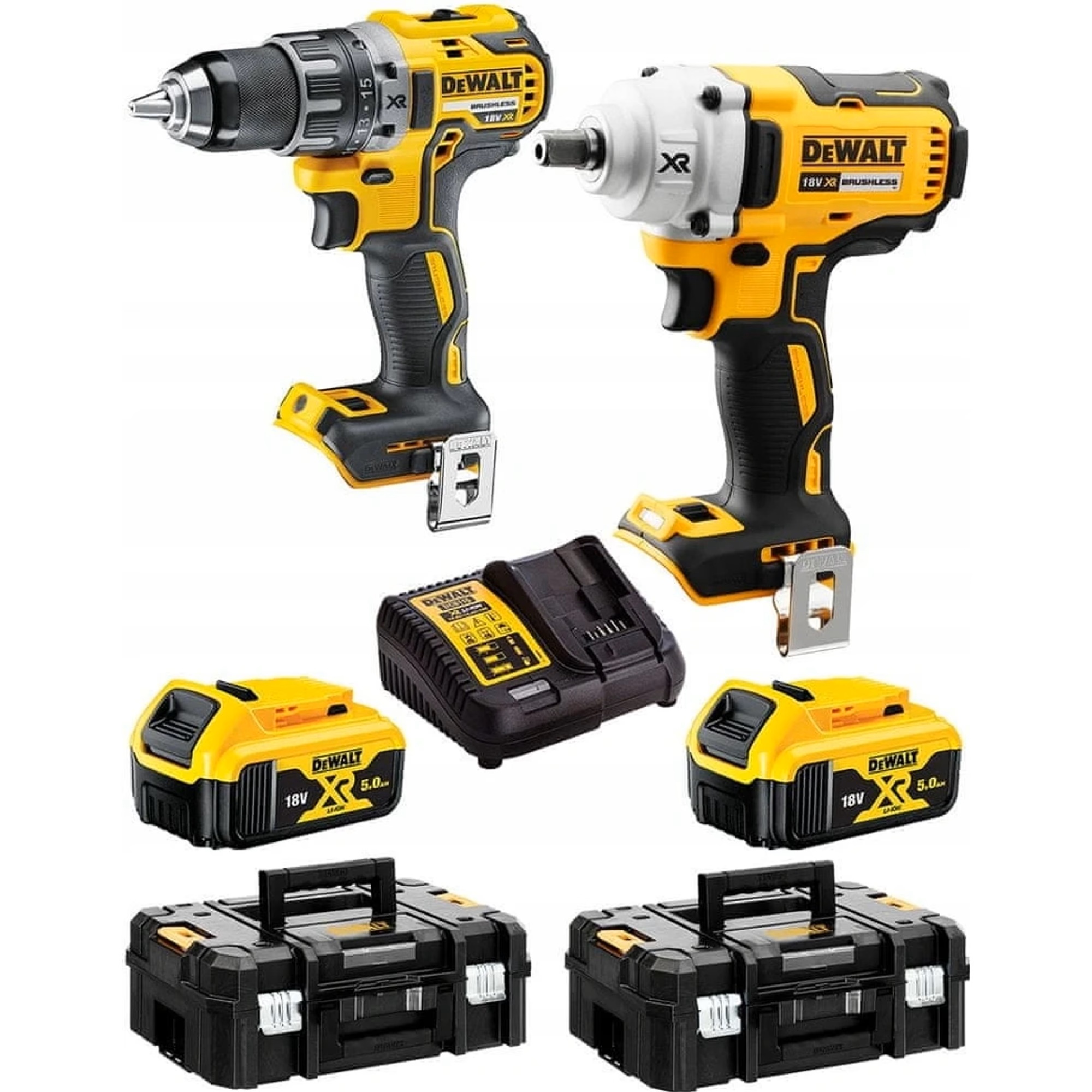 Verktygspaket DeWalt (DCD791 + DCF894); 18 V; 2x5,0 Ah batt.