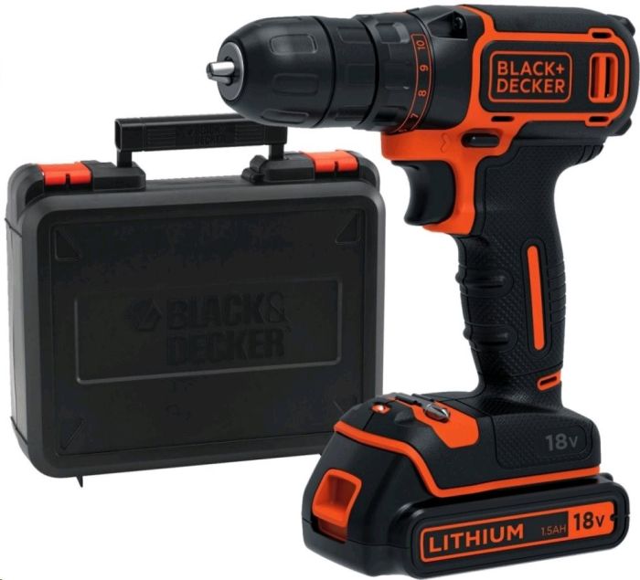 Skruvdragare/borr Black&Decker BDCDD186K-QW; 18 V; 1x1,5 Ah batt.