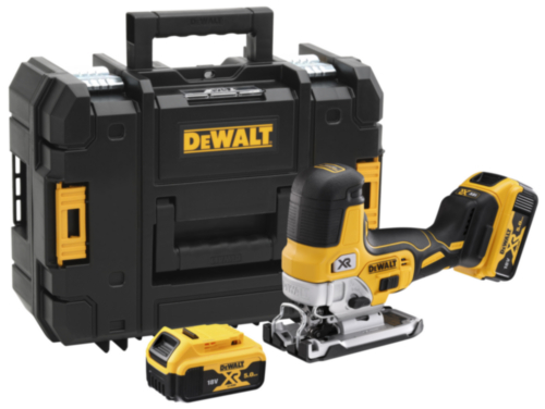Batteridriven sticksåg DeWalt DCS335P2; 18 V; 2x5,0 Ah batt.
