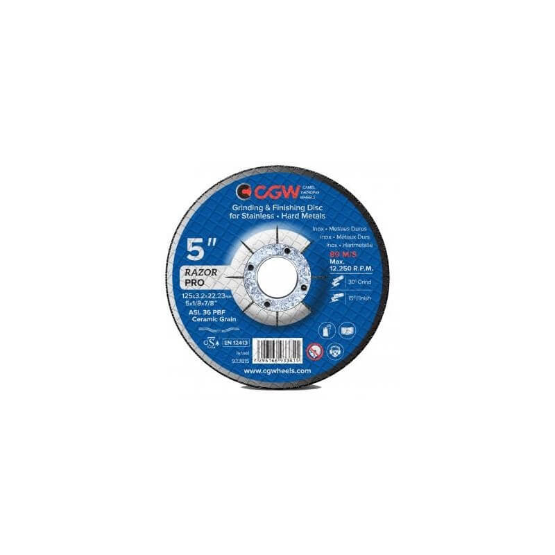 Navrondell för metall CGW Razor; 125x3,2x22,23 mm; ASL 36 TBF