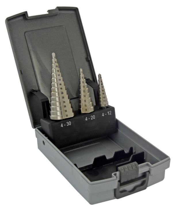 Etappborr Tivoly; 4-12mm/4-20mm/4-30mm; 3 st.