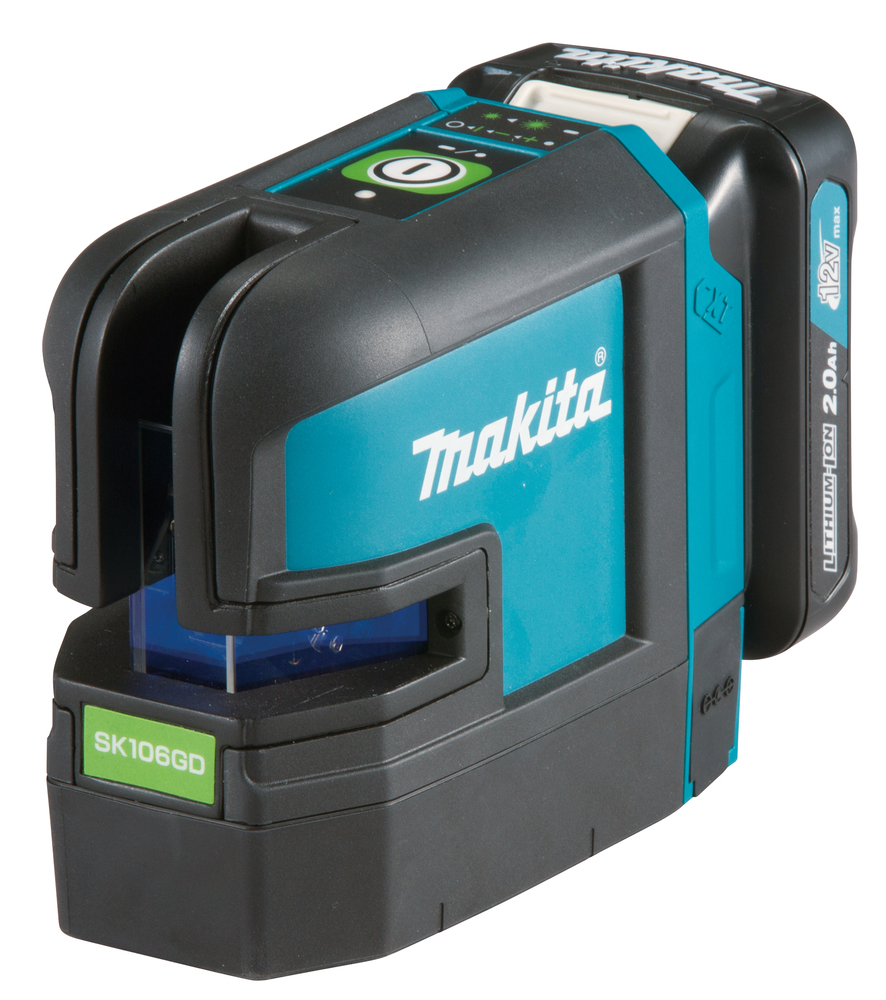 Korslinjelaser Makita SK106GDWA; 12 V; 1x2,0 Ah batt.