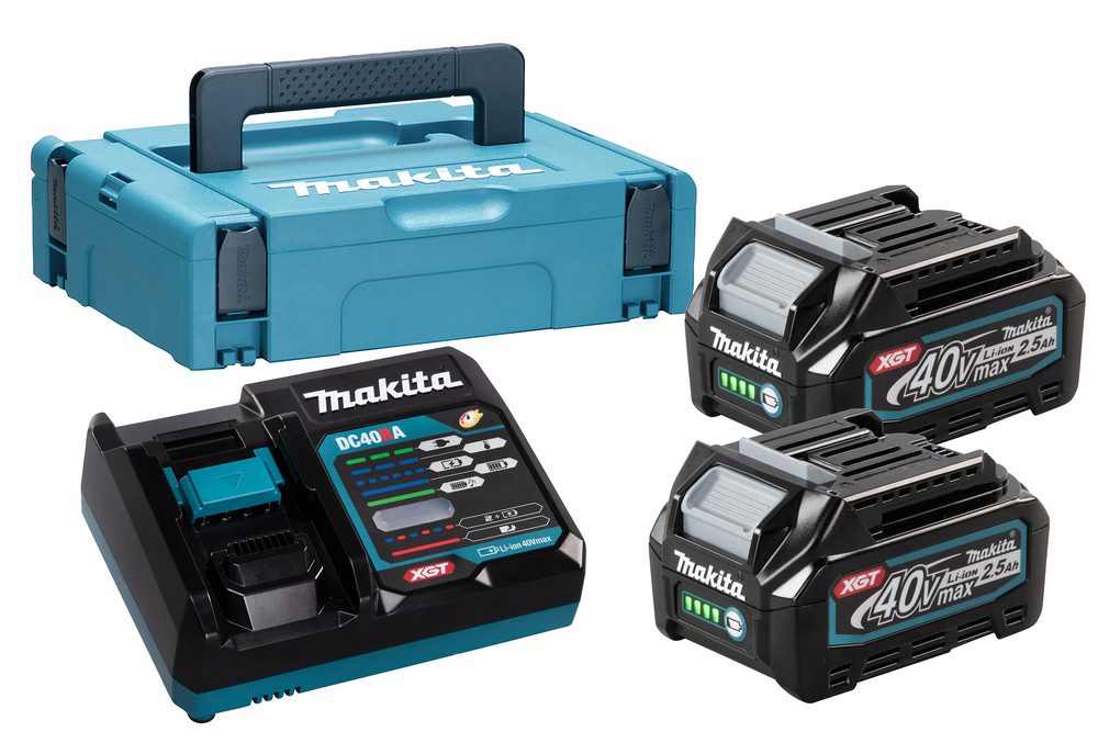 Batteri Makita 191J81-6; XGT; 40 V; 2x2,5 Ah; Li-ion + laddare + väska
